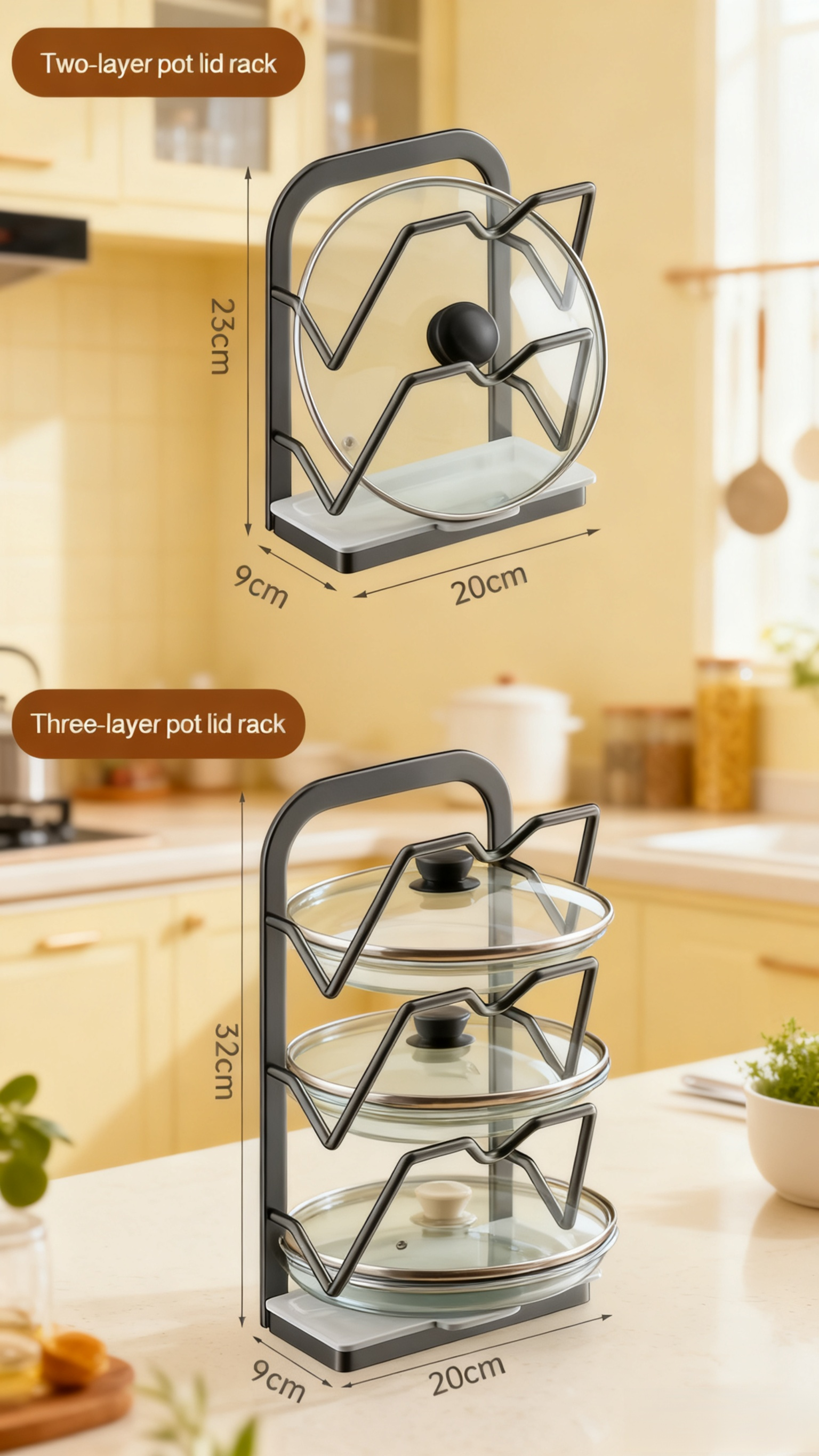 Durable and sturdy wall-mounted pot lid storage