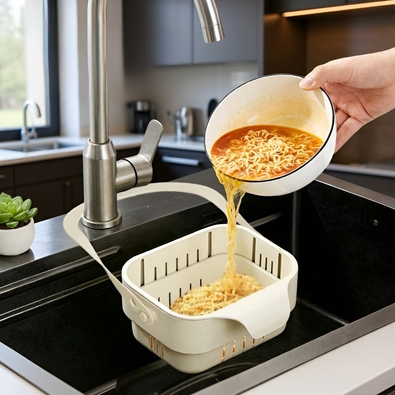 Hangable foldable telescopic drain basket