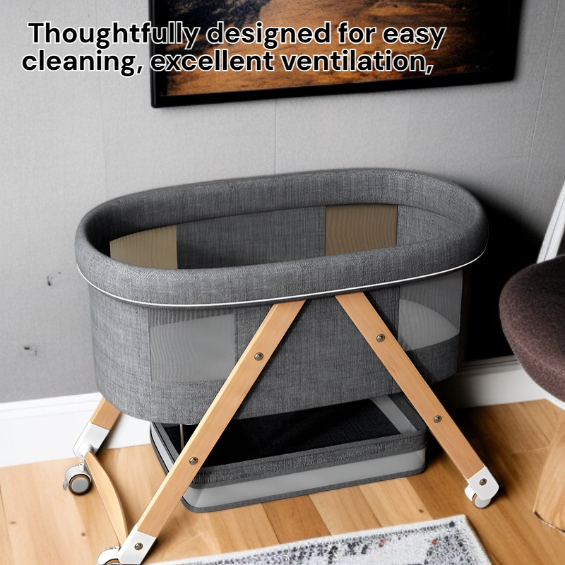Compact Baby Bed with Wheels, Easy to Clean, Anti-Spit-up Design, Ideal Birth Gift