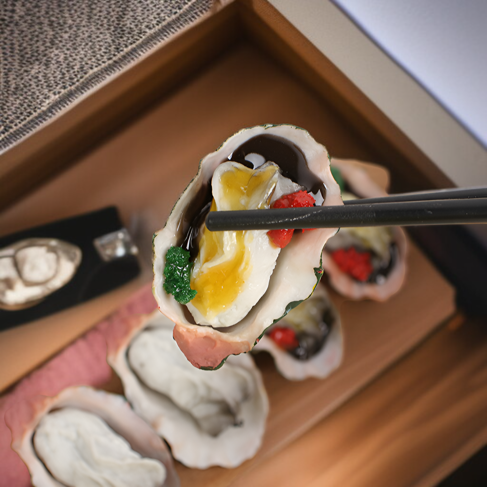 Simulated Seafood Ingredients: Grilled Oyster with Garlic Scallop Keychain