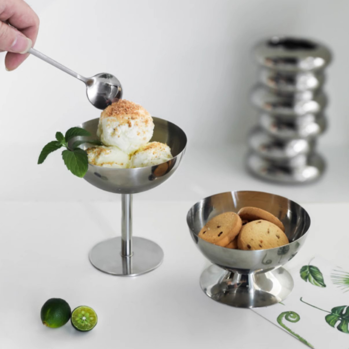  不鏽鋼雪糕杯高腳矮腳冰淇淋杯甜品杯