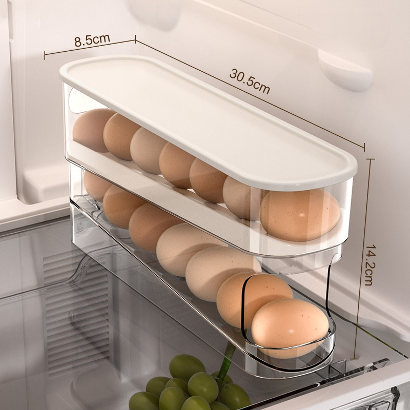 雞蛋收納盒自動翻轉側門保鮮盒子雞蛋架冰箱收納架蛋托