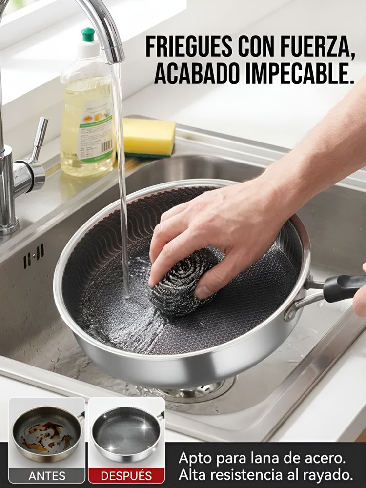 Sartén de titanio puro sin recubrimiento: opción saludable y duradera