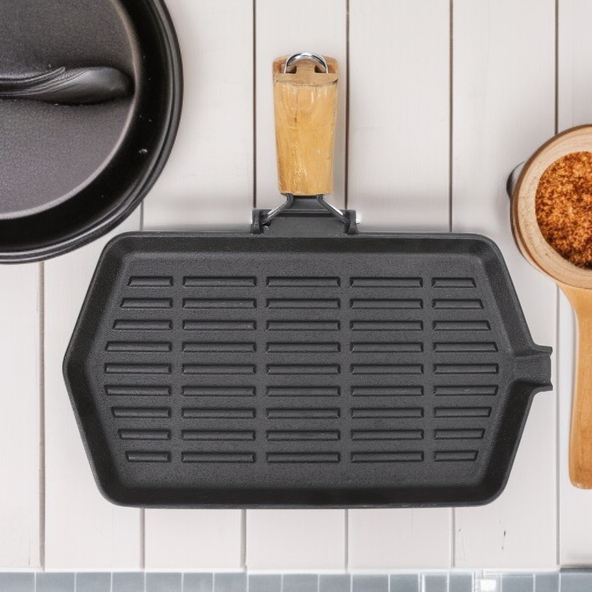 주방용 주철 그릴 팬, 스토브 상단용 철판 팬