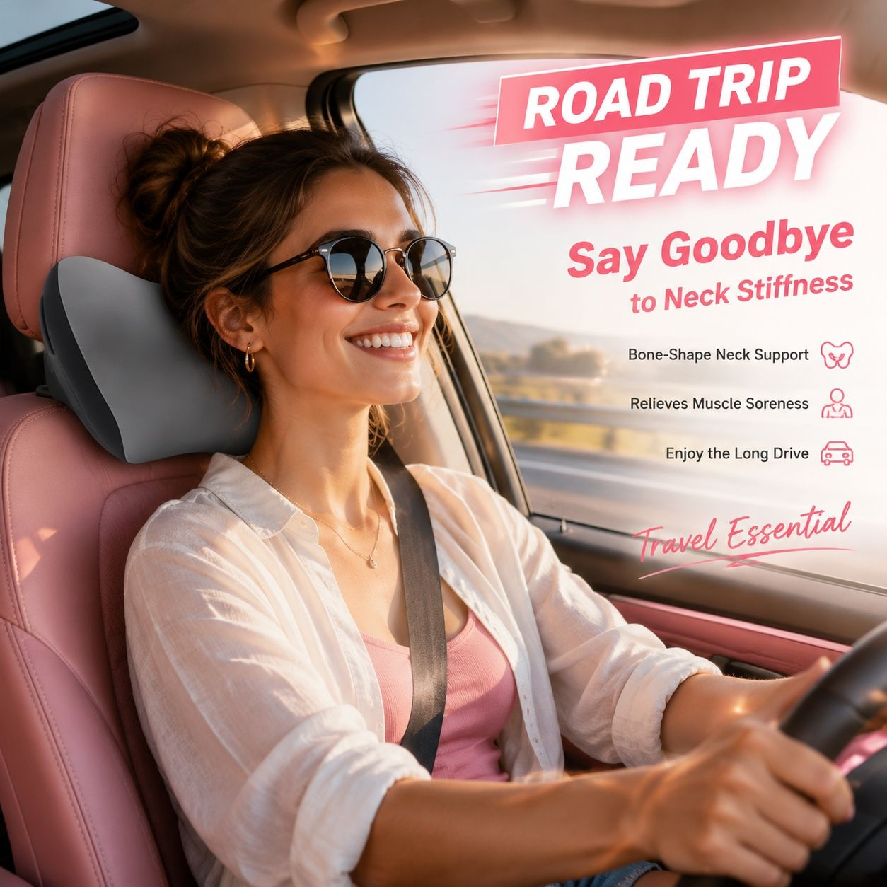 Car Seat Cushion Lumbar Back Support Pillow