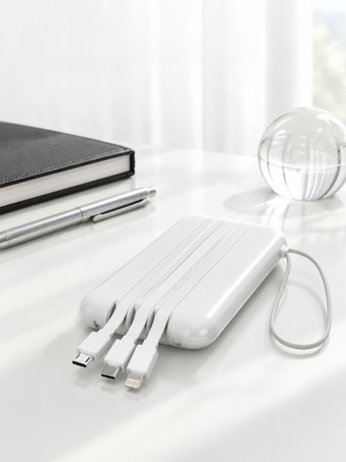 Powerbank mit Super-Schnellladung, integriertes Kabel, 20000mAh