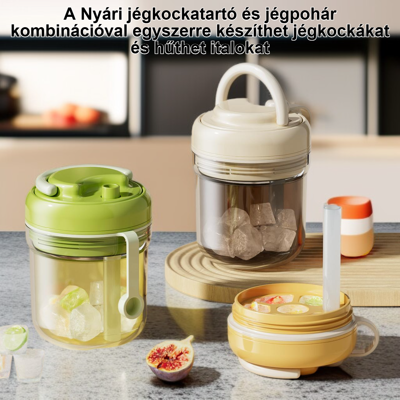 Nyári jégkockatartó és jégpohár kombináció