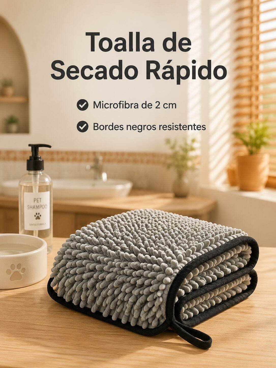 Toalla de baño para mascotas de secado rápido