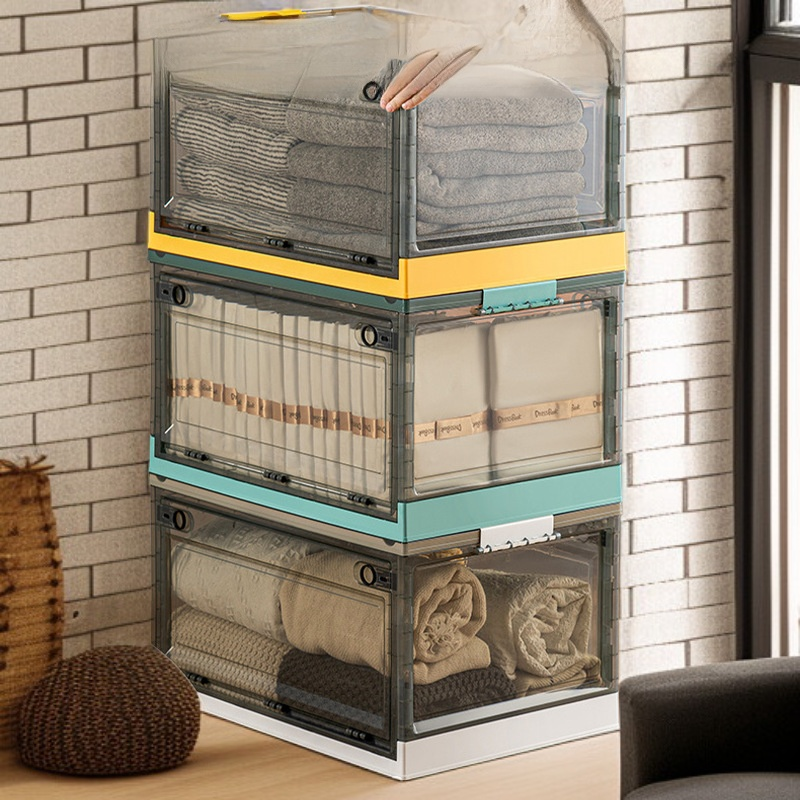 Caja organizadora de plástico transparente para ropa y juguetes, uso doméstico