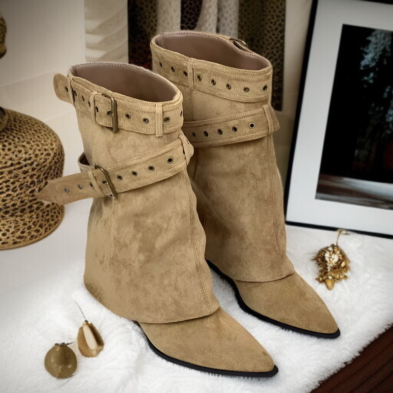 여성 앵클부츠 무릎 웨스턴 통굽 부츠 버클 부츠 아메리칸 스파이스 걸스 여성 부츠