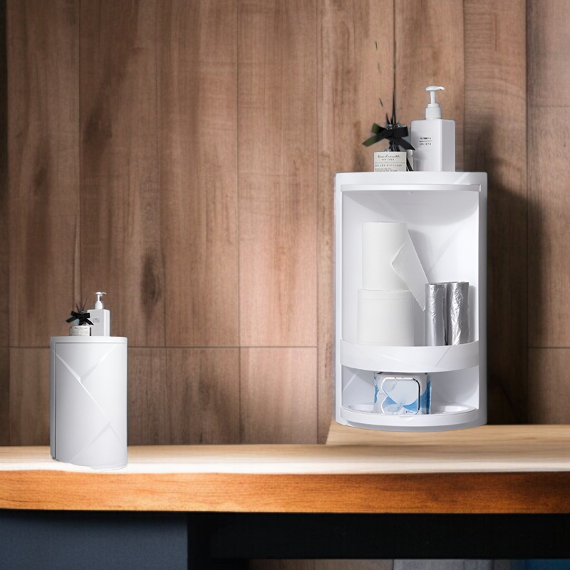 Badezimmer-Drehgestell, mehrschichtiges Toiletten-Eck-Wandaufbewahrungsbox, stanzfreies Duschaufbewa