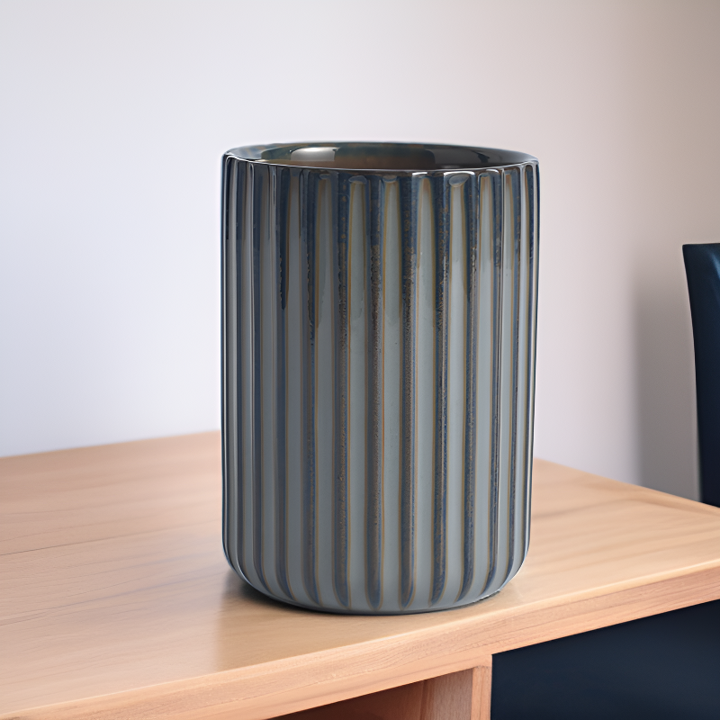 復古條紋陶瓷茶杯個性酒杯粗陶咖啡杯