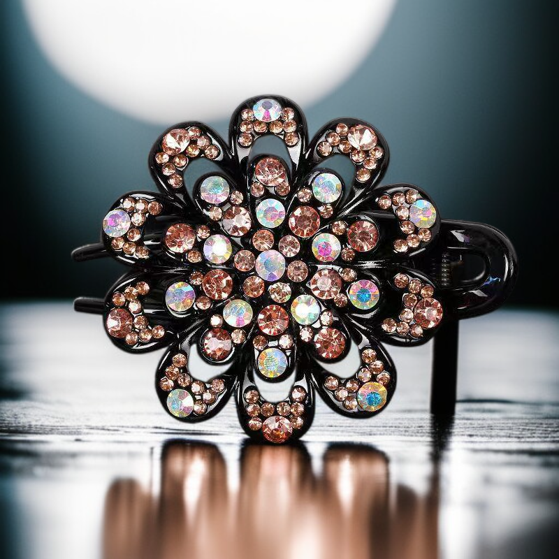 水鑽鴨嘴夾固定頭髮示範