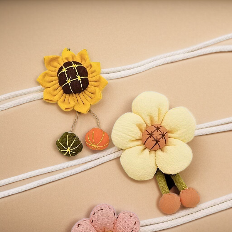 Bedroom window decor with floral tiebacks