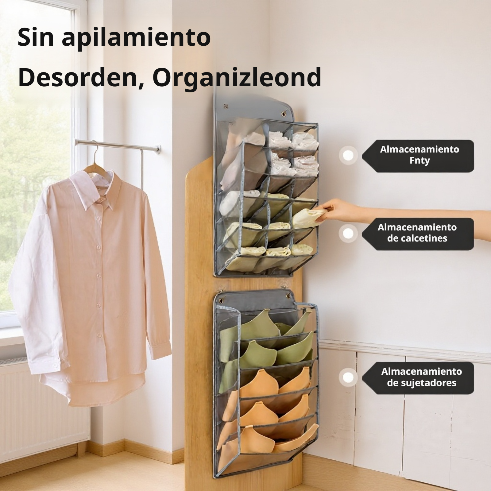 Organizador de ropa interior colgante para pared