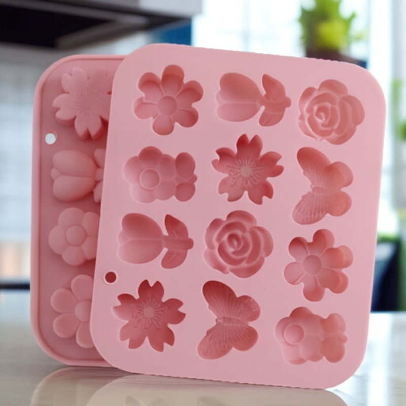 12連不同花朵蝴蝶造型矽膠模具