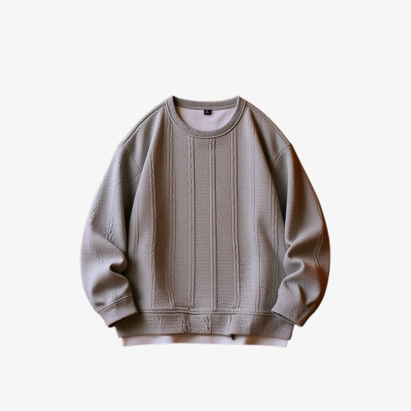 Lockeres Rundhals-Sweatshirt für Jugendliche Herrenmodemarke mit verdrehten Streifen Langarmpullover