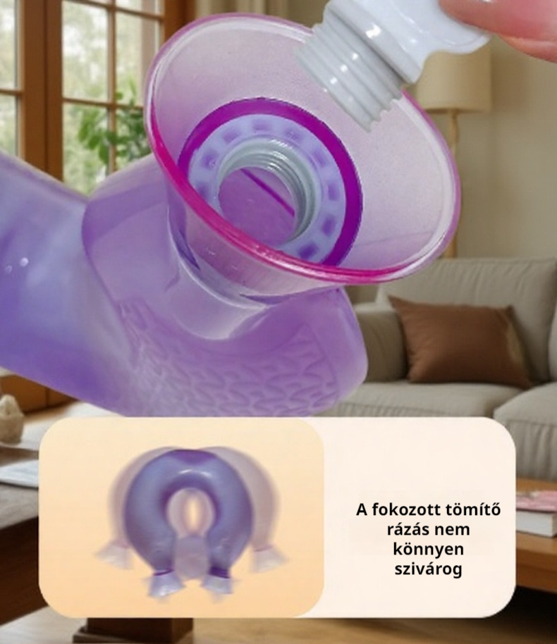 U alakú melegítő palack, amely alkalmazkodik a vállhoz és nyakhoz