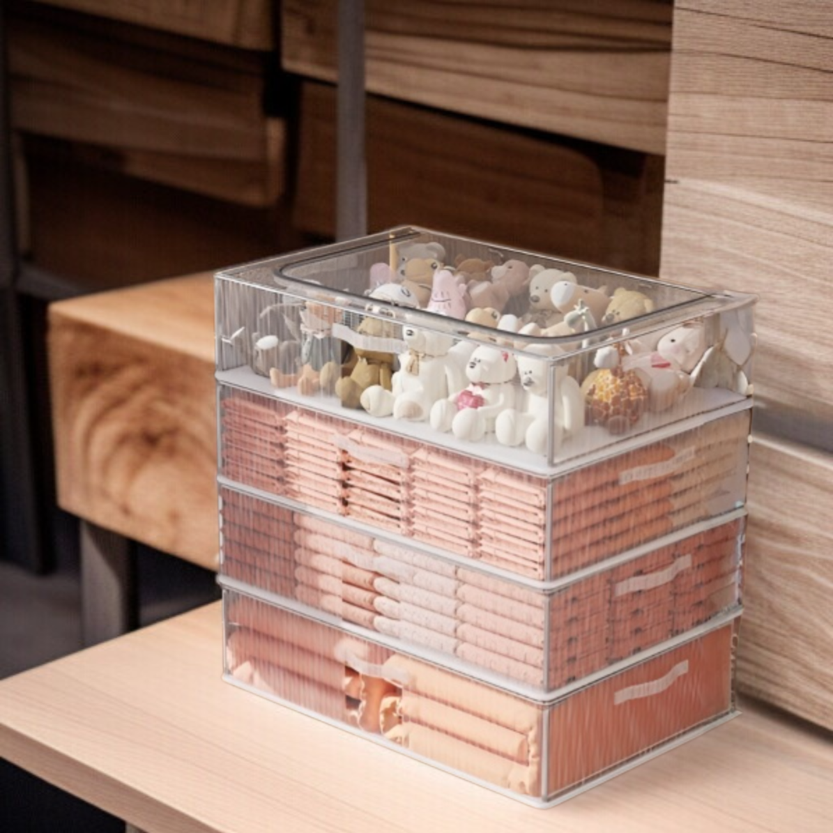 Flat, moisture-proof, large-capacity under-bed storage box with wheels; suitable for organizing clot