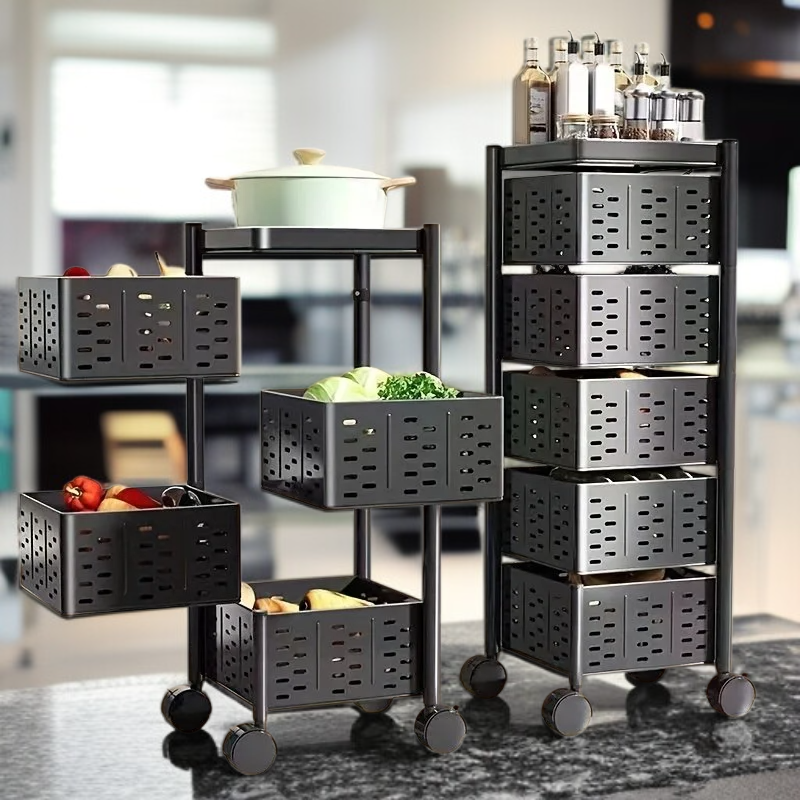 Small Kitchen Multi-use Storage Basket Rotatable Fruit & Vegetable Bin