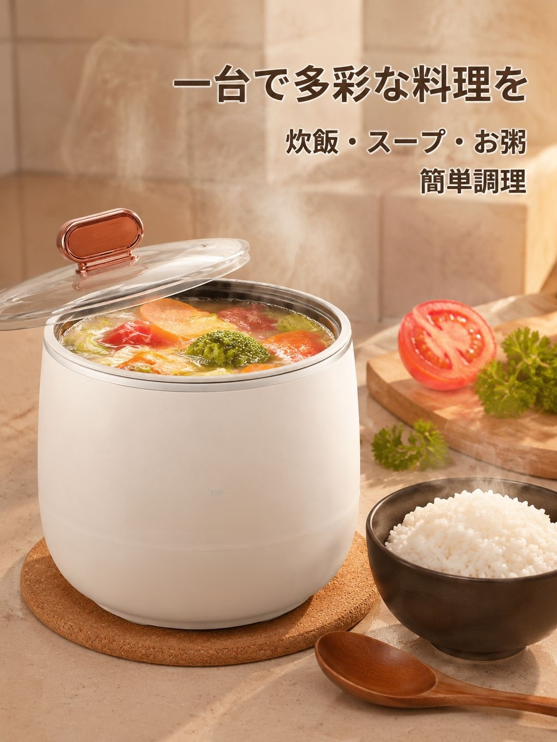 多用途小型炊飯器 ご飯・お粥・スープも作れるミニポット