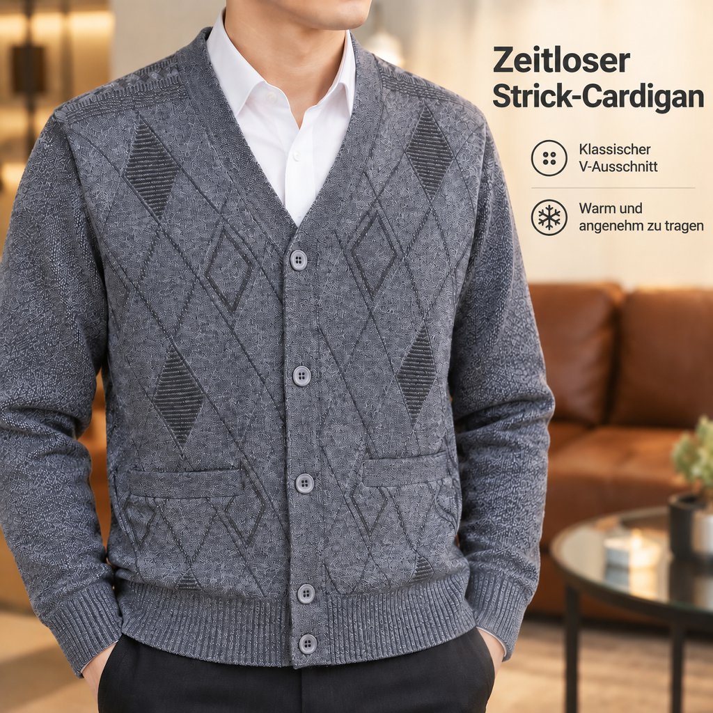 Herren Strick-Cardigan mit Fleece-Innenfutter