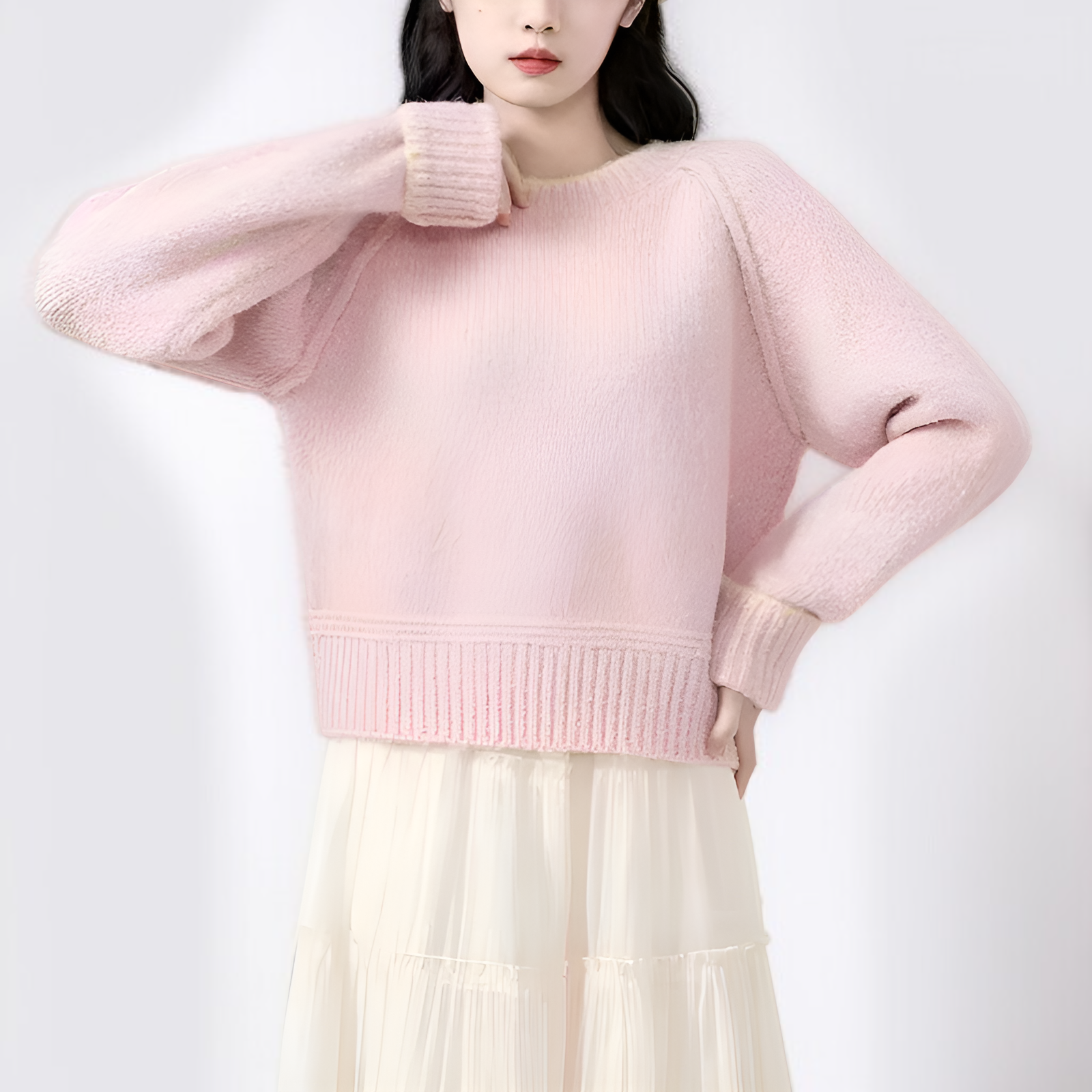 快適な着心地のプルオーバーニット背面写真