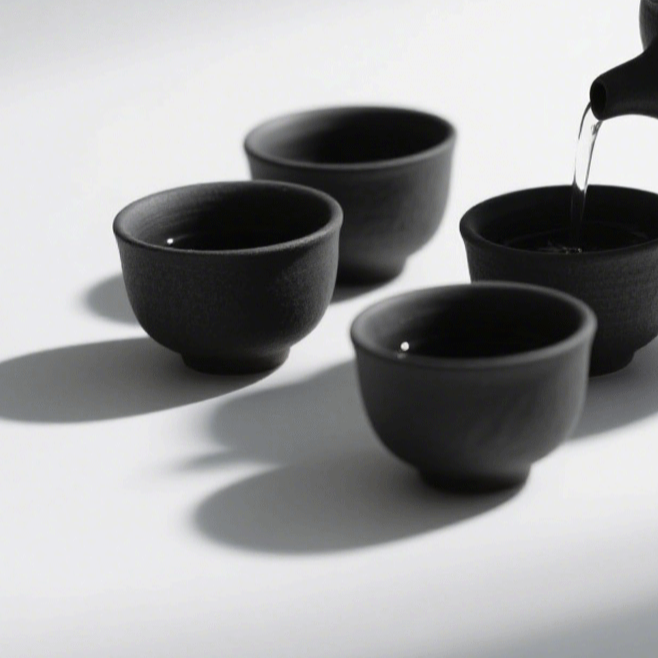 Teeservice aus Bone China (eine Kanne und 4 Tassen)