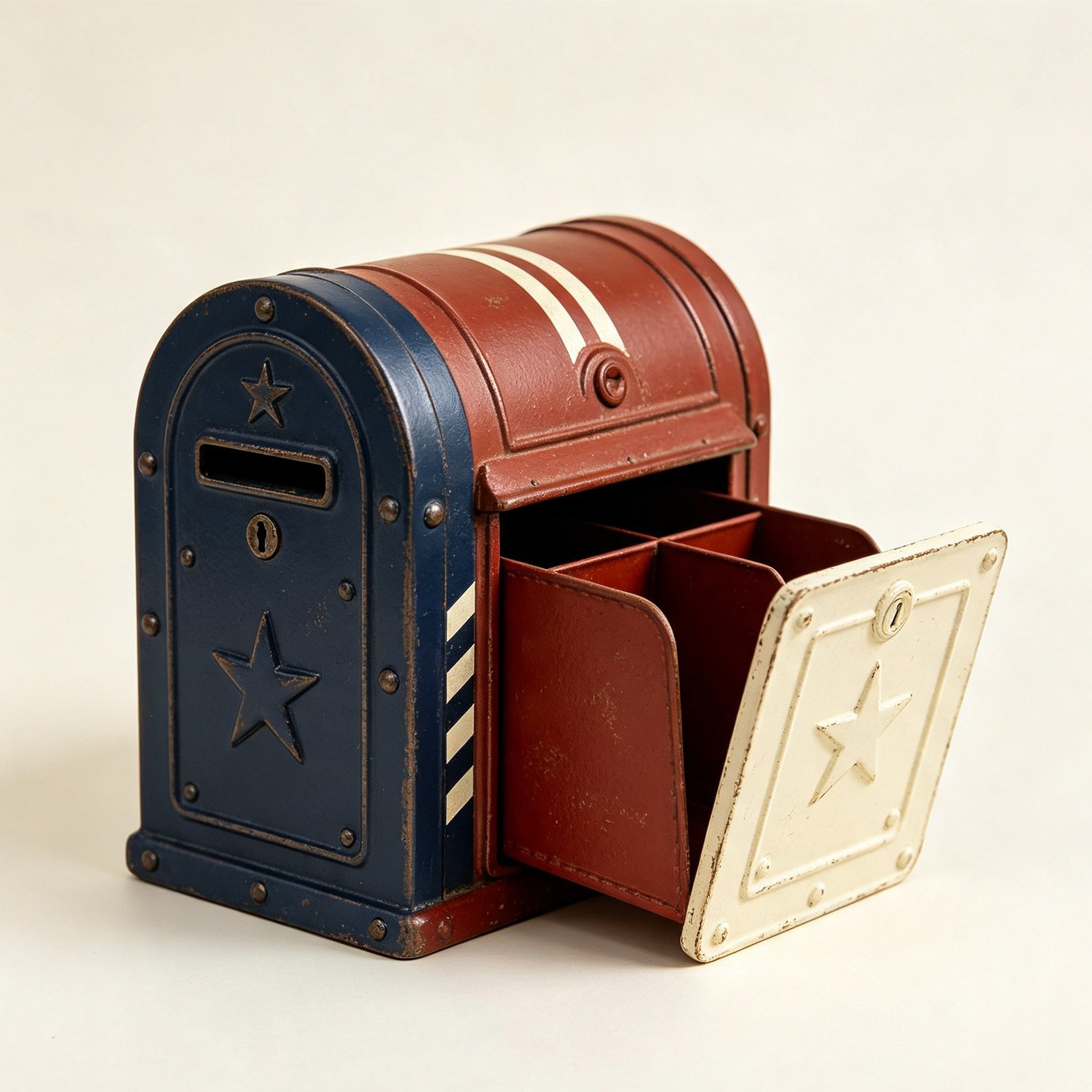 American-style star and stripe mailbox storage box