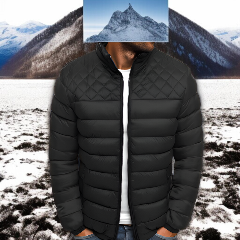 남성 스탠카라 아가일 패딩 패션 추동 기모 패딩 남 퓨어 아가일 남성 스탠카라 패딩