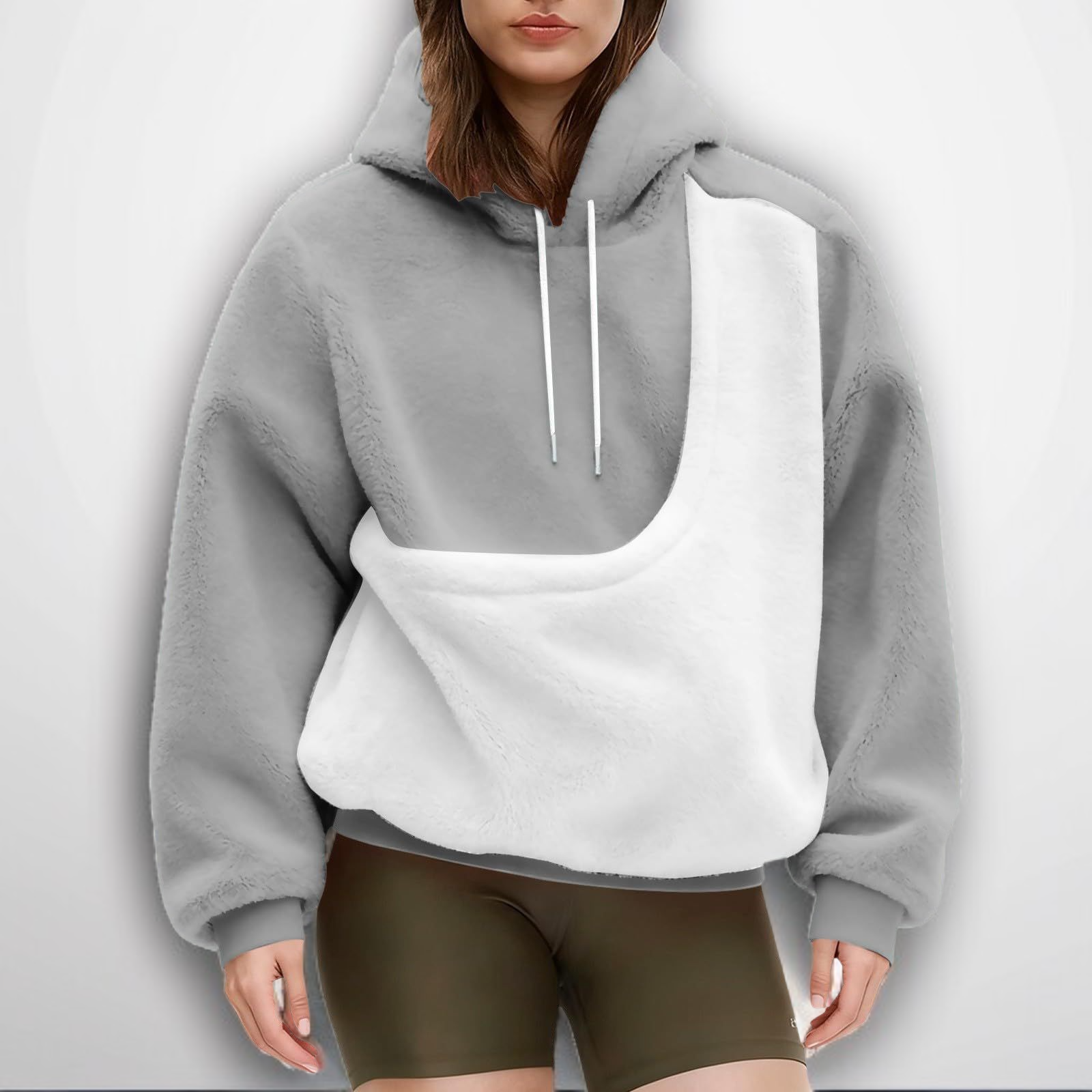 レディース ゆったりフード付きスウェットシャツ