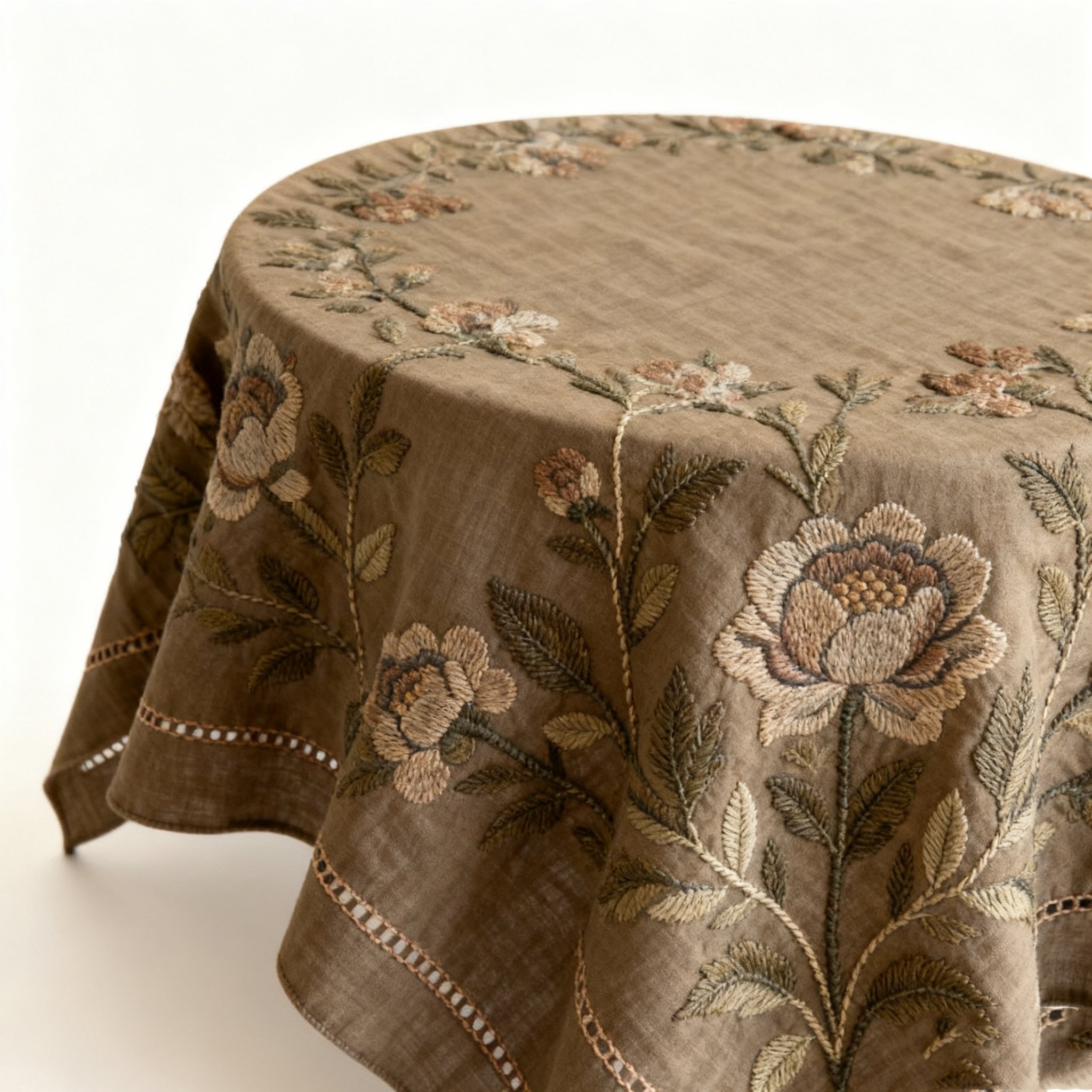 ผ้าปูโต๊ะวินเทจลายดอกไม้ปักมือ