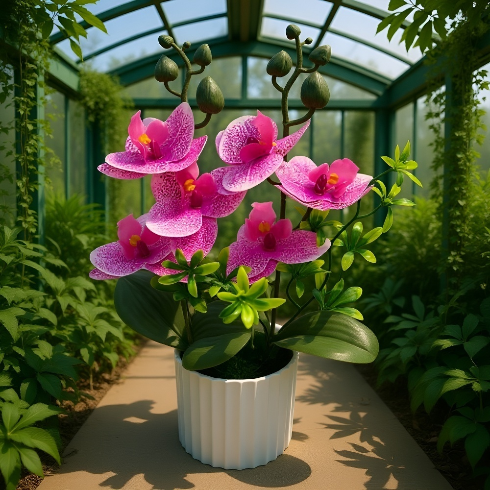 Maintenance-free faux orchid plant for office desk