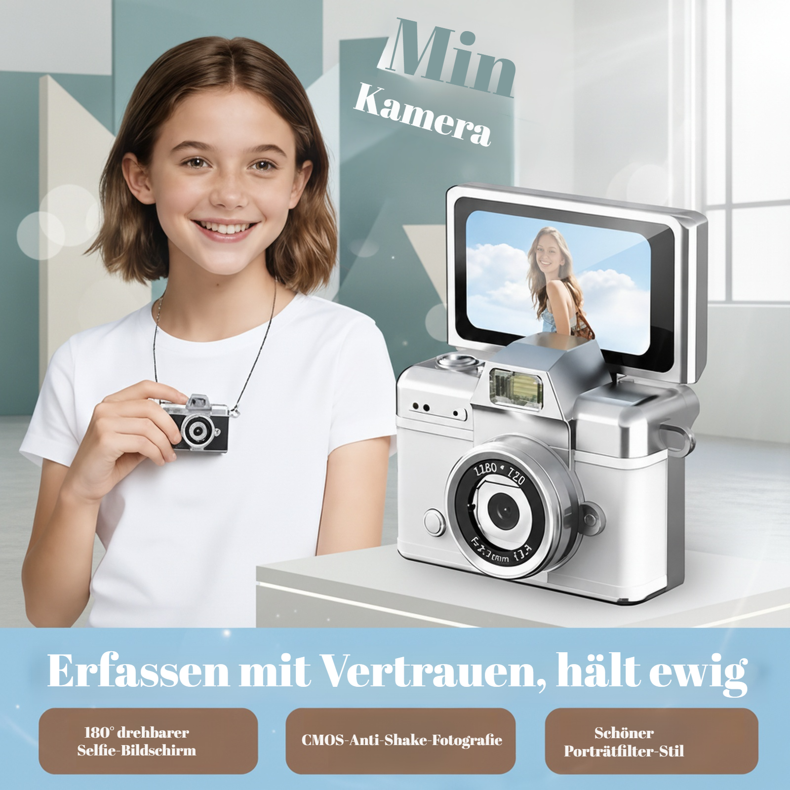 Retro CCD HD tragbare Daumenkamera mit Klappdisplay