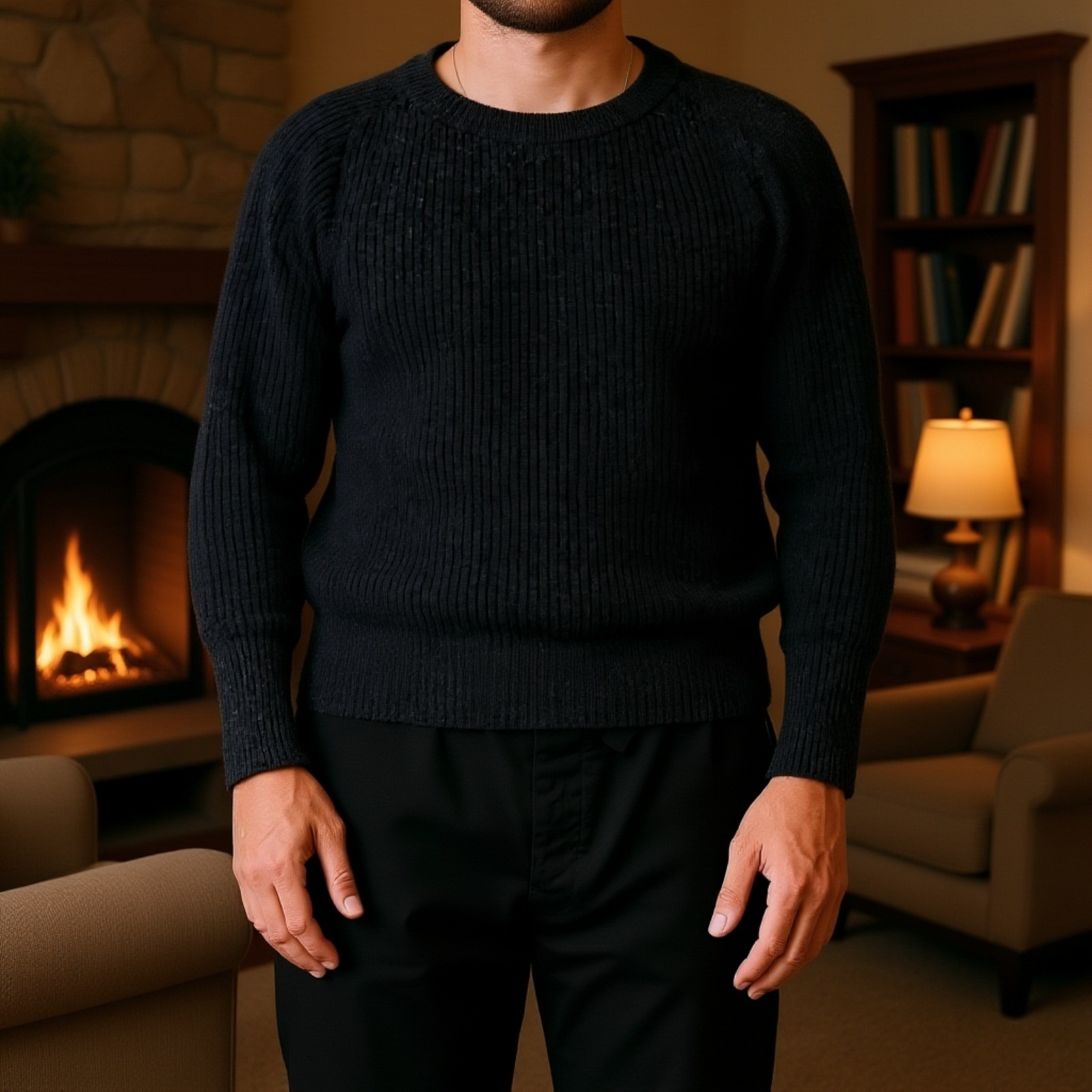 ラグランスリーブのプルオーバーウールセーター、暖かくて厚手、無地、長袖ニットセーター。