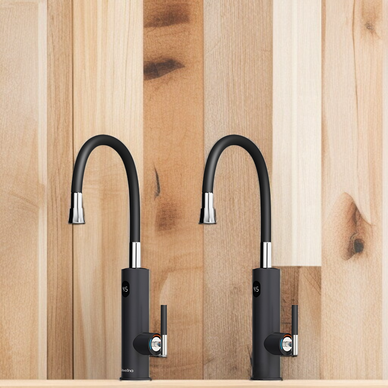 Elektrischer Wasserhahn mit Digitalanzeige aus Edelstahl