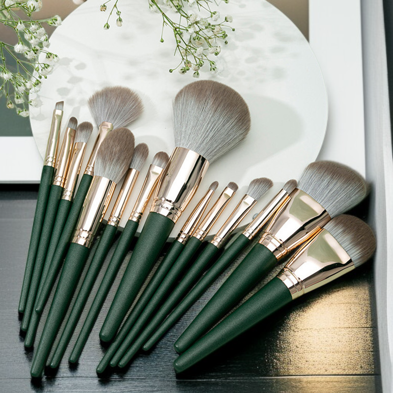 그린클라우드 부드러운 14개 메이크업 브러쉬, 메이크업 및 피부 수정용