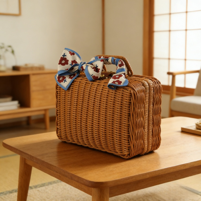 手工藤編收納手提禮盒新年節日紀念禮品籃