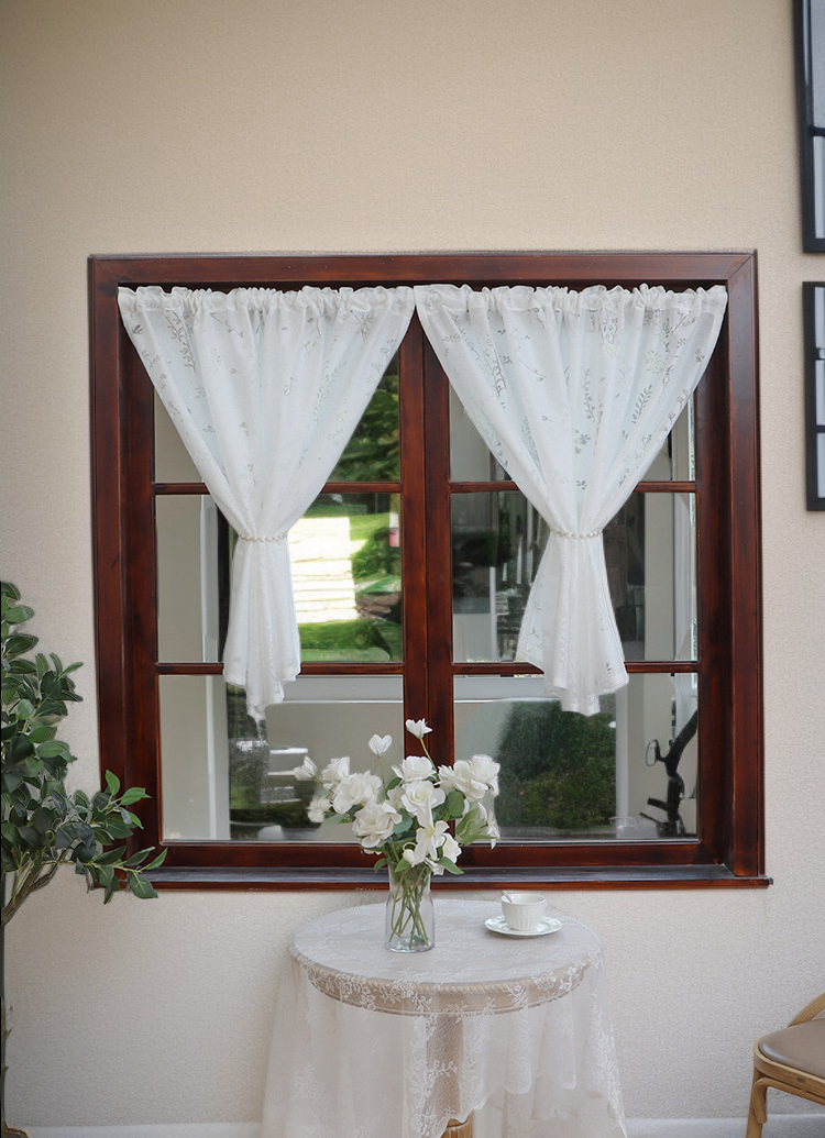 田園風アメリカンラベンダーの花柄カーテン全体図