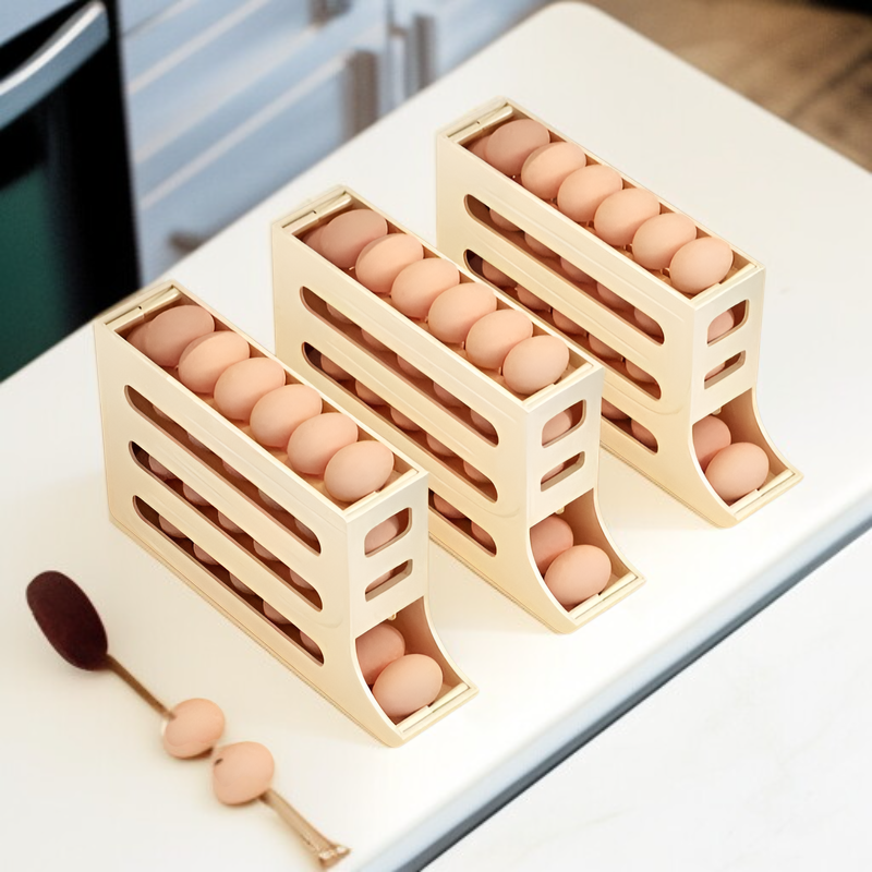 Kitchen Egg Organizer Roller Egg Rack Storage Box