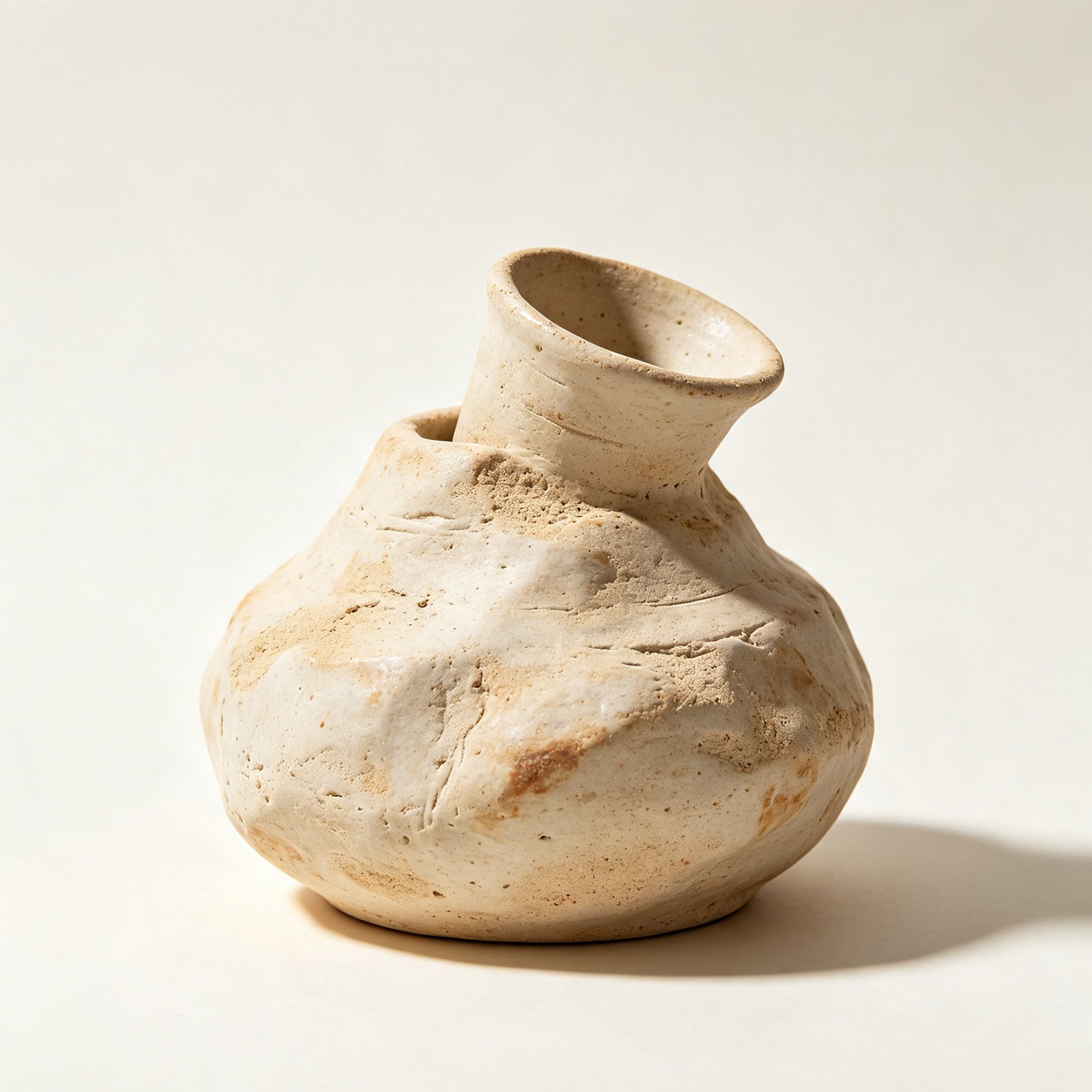 Handmade rough pottery irregular-shaped vase