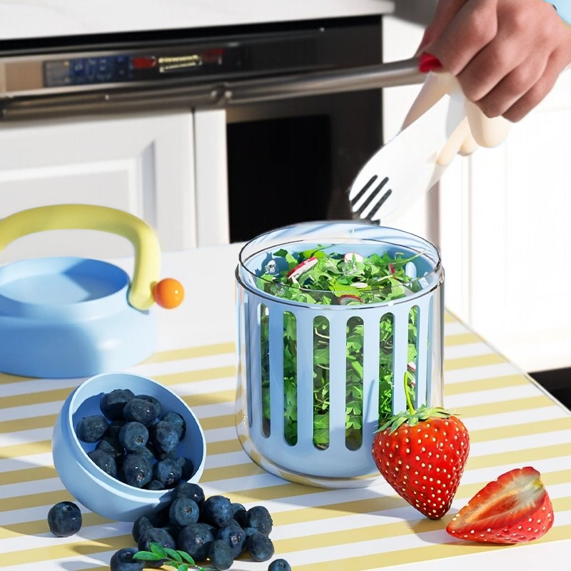 휴대용 대용량 물빠짐 샐러드컵 도시락통 지방감량 휴대용 이중 물빠짐 과일 보관함 야채컵