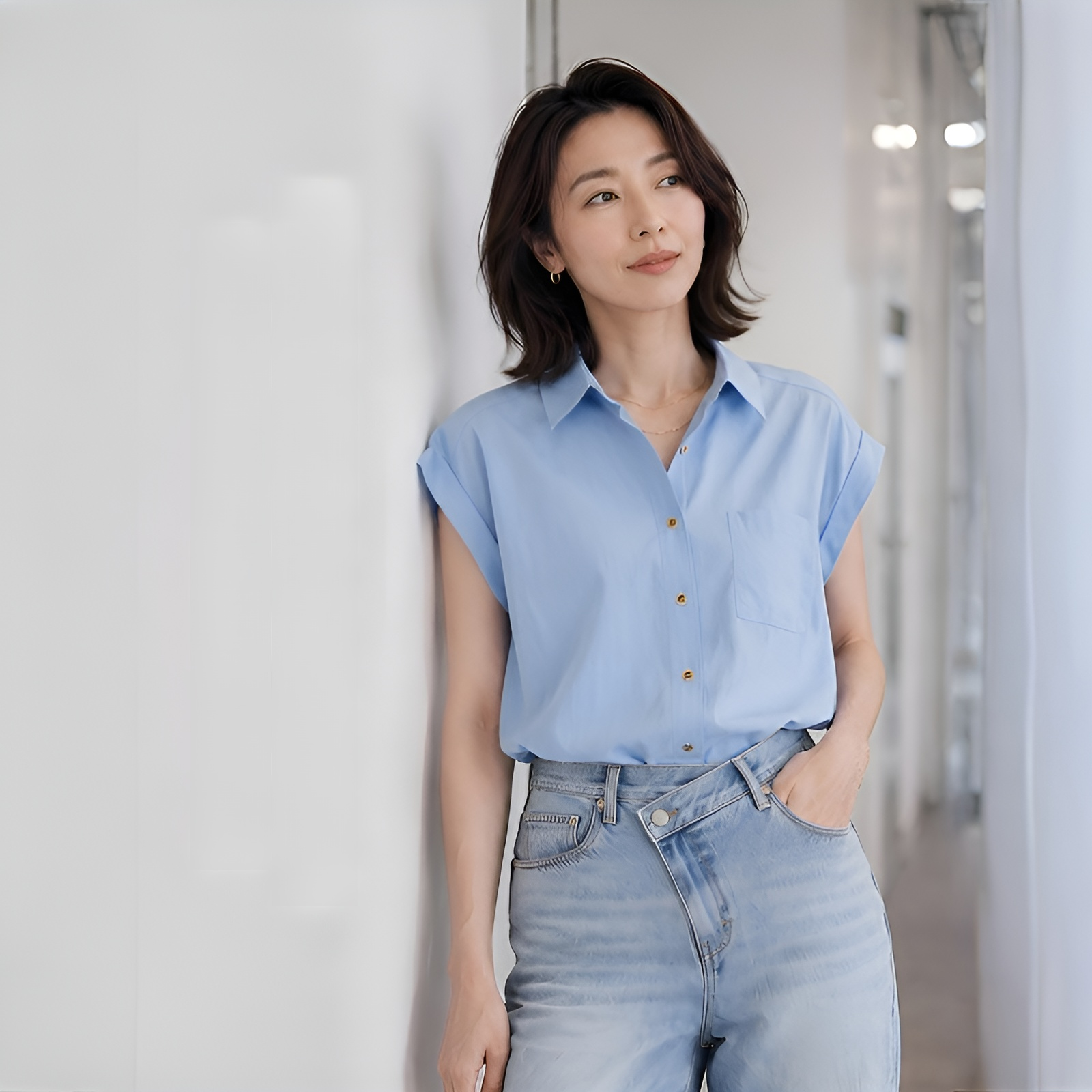 簡約顯瘦無袖設計感襯衫