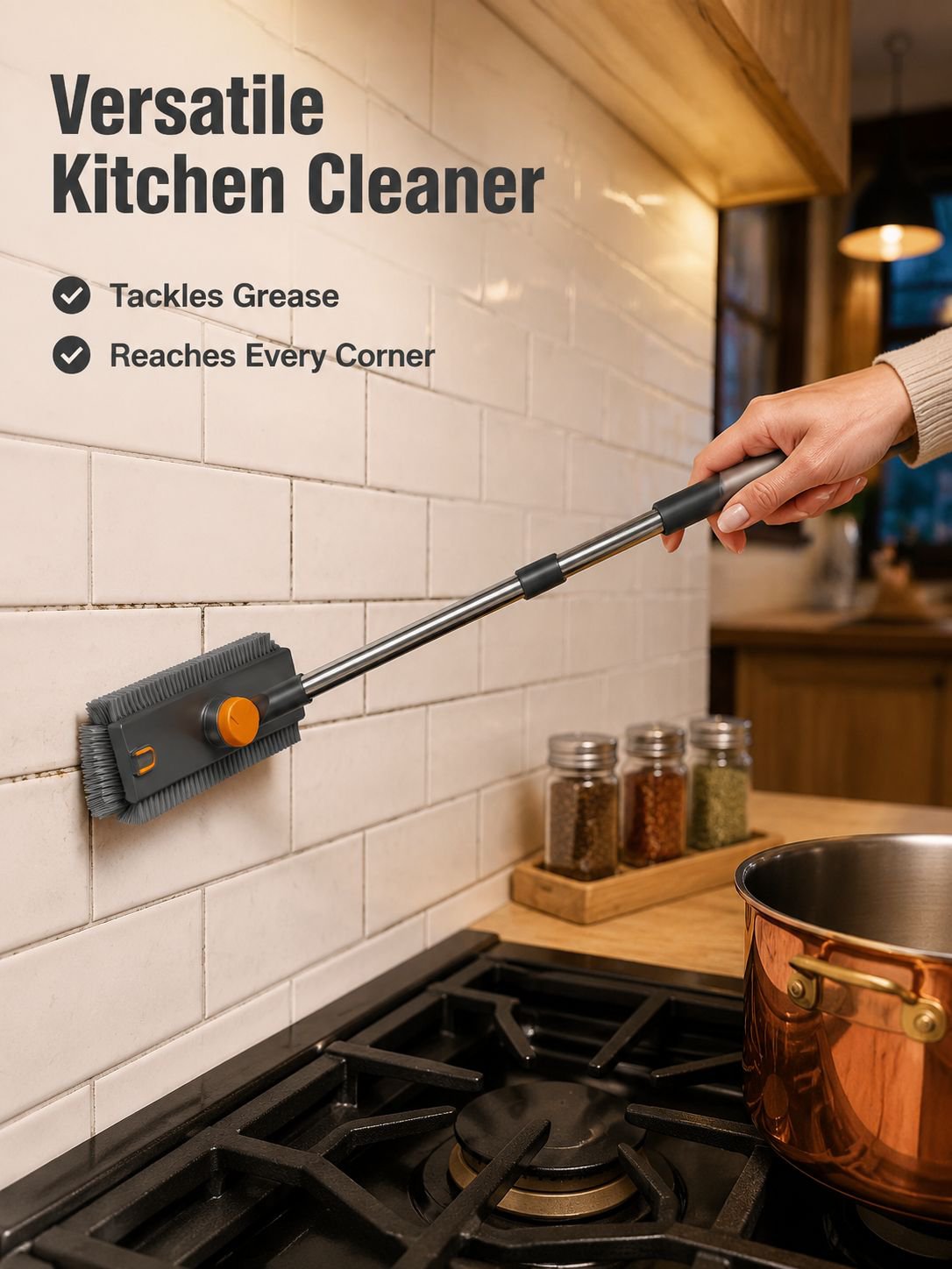 360° Rotating V-Shaped Tile Gap Brush with Stiff Bristles