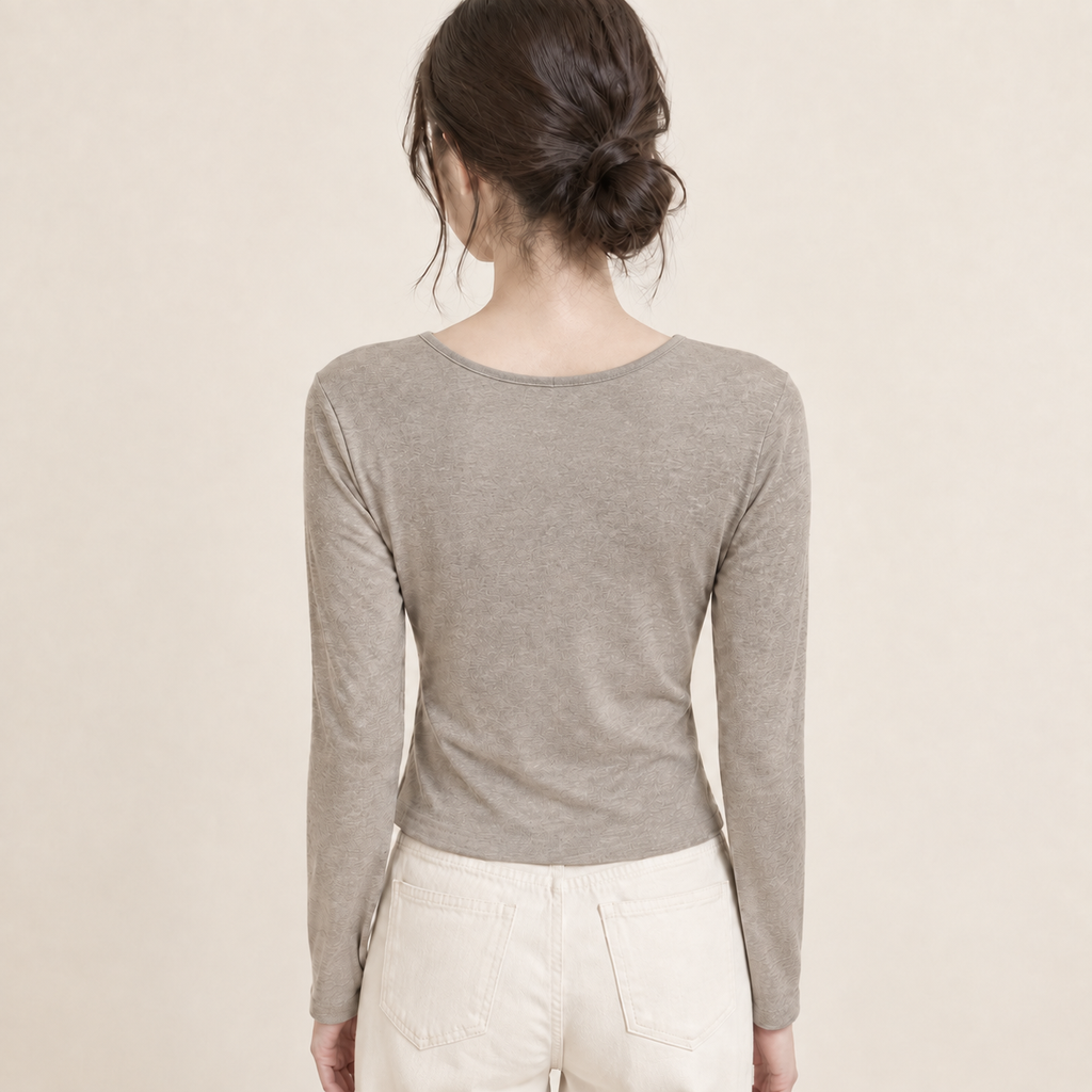Nueva camiseta casual de mujer con tiras, manga larga para primavera y otoño