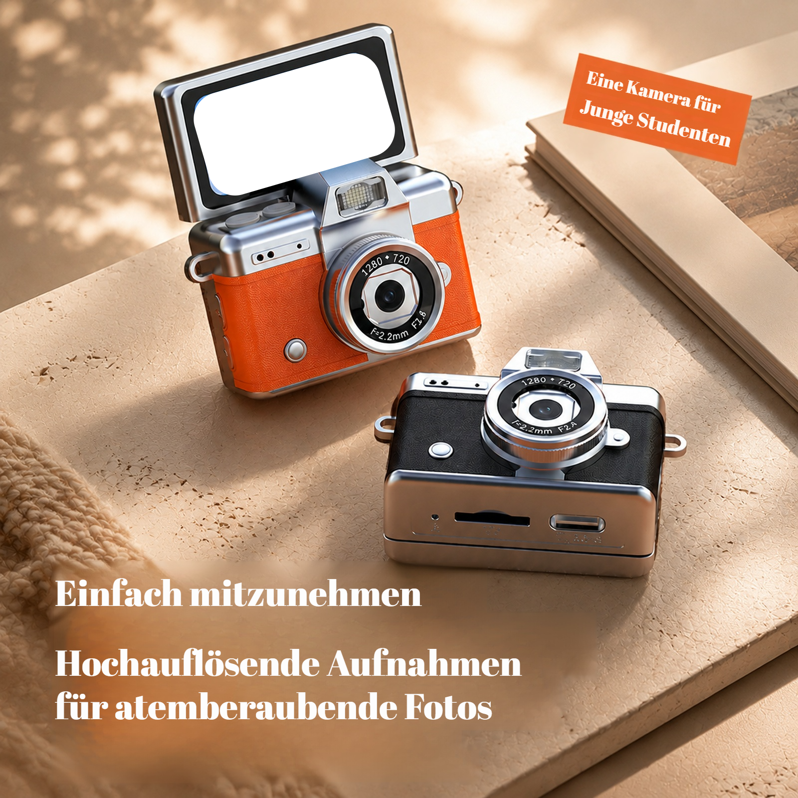 Klappbildschirm-Kamera beim Fotografieren auf dem Campus