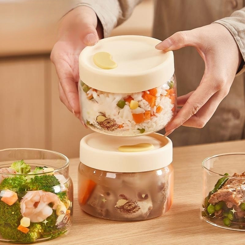 食品グレードガラス弁当箱 電子レンジ対応 密閉蓋付き