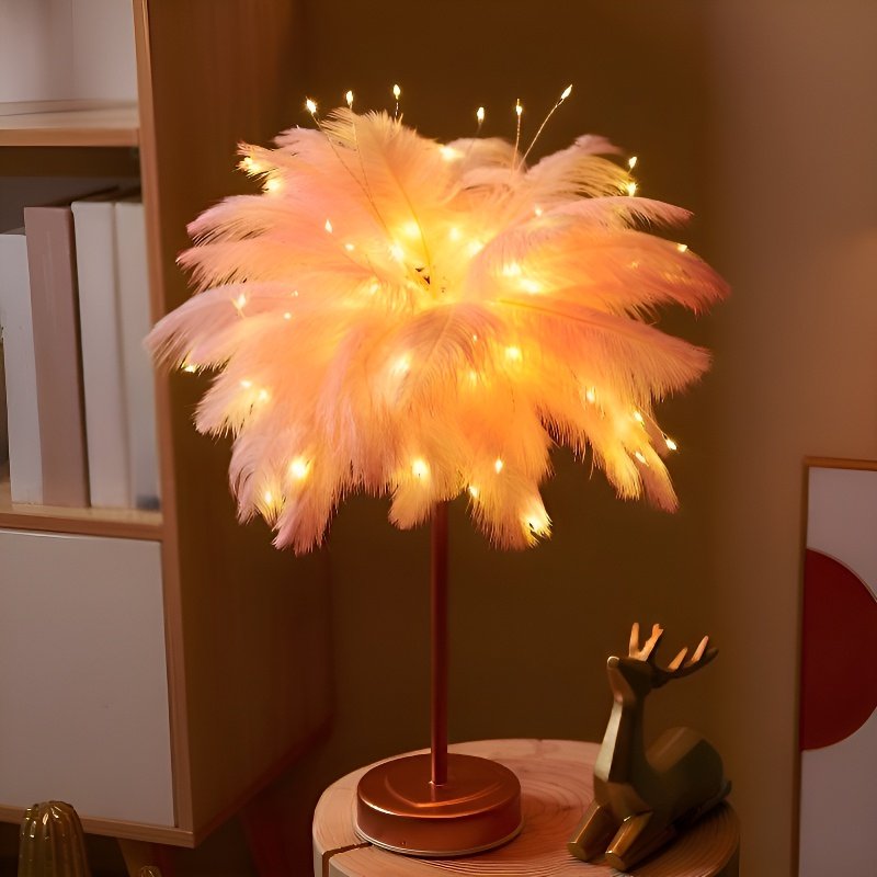 臥室羽毛檯燈