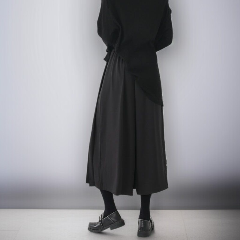 レディースサマーカジュアルパンツドレープワイドレッグパンツ女性イレギュラーセブンパンツパンツスカート