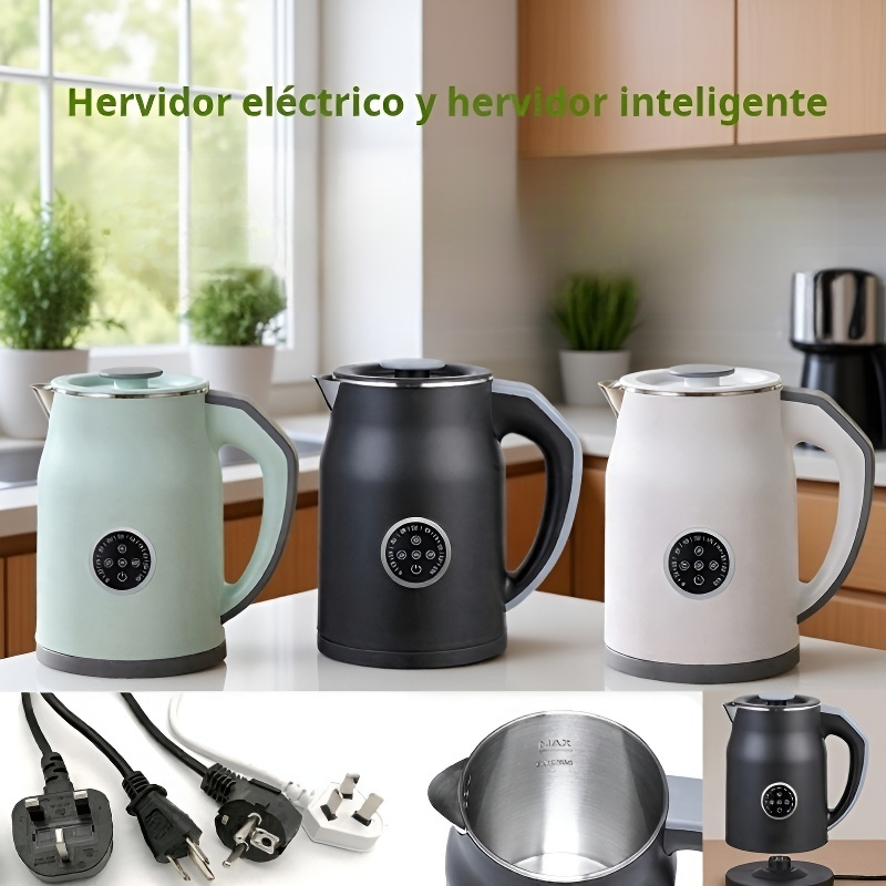  Hervidor de agua doméstico de gran capacidad 1.2L con doble capa antiquemaduras